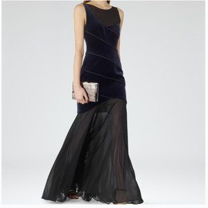 REISS - Midnight/Black Kora Velvet Maxi Dress